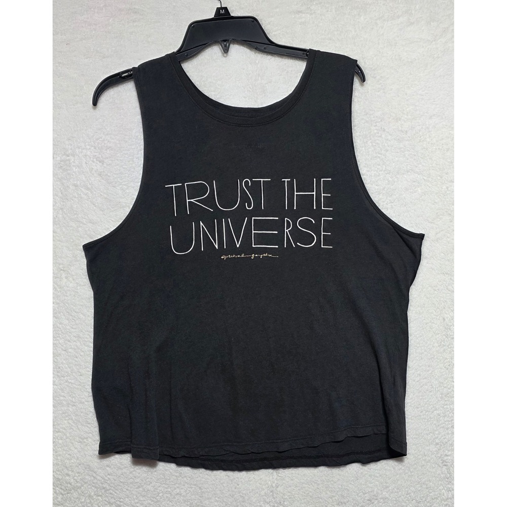 Spiritual Gangster Trust The Universe Graphic Muscle Tank Top Black Large